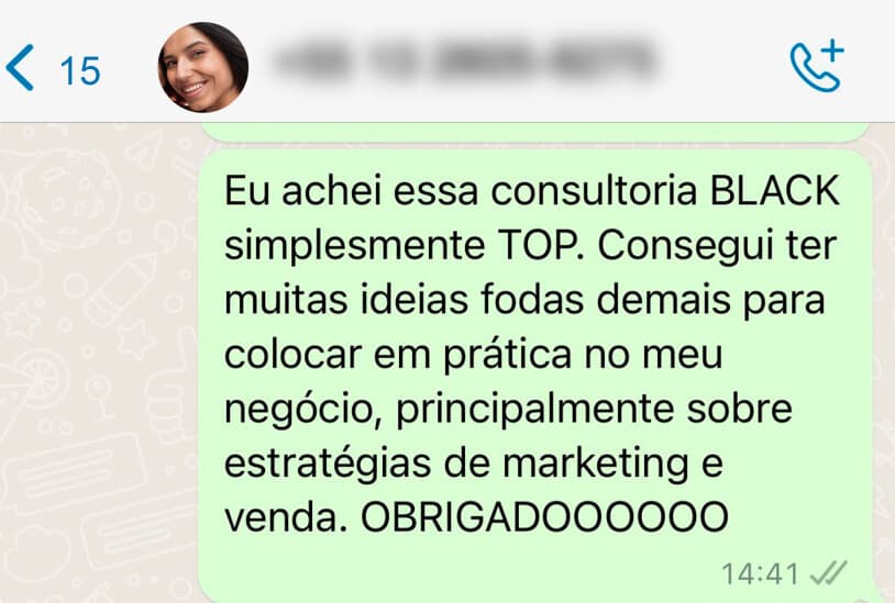 Depoimento de cliente 2 sobre a Consultoria Black